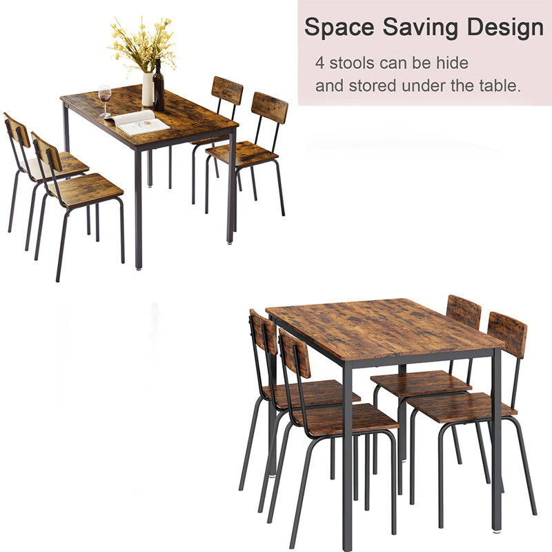 17 Stories 5 Piece Kitchen Table Set, 4Person SpaceSaving for Kitchen, Rectangular